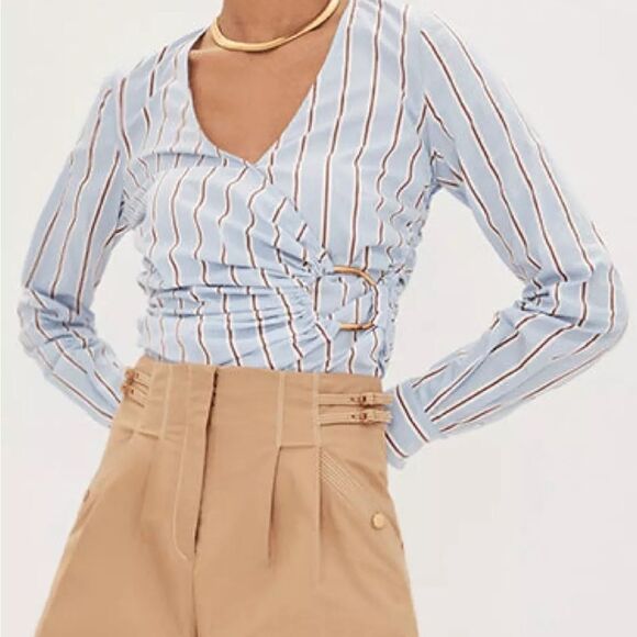 Veronica Beard Jaffe Buckled High Waisted Tailored Short in Khaki 14 MWT $385 - Picture 6 of 6